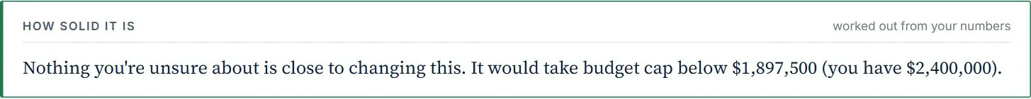 How solid it is: nothing you're unsure about is close to changing this